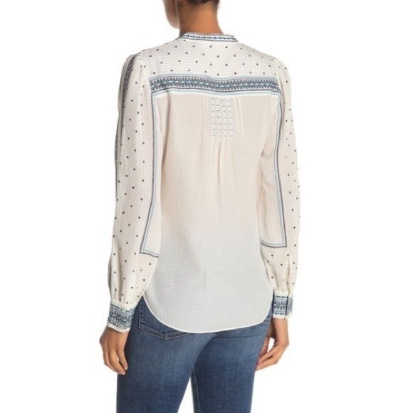 Veronica Beard Carta Embroidered Silk Blouse White/Blue Size 8 NWT - Picture 2 of 2